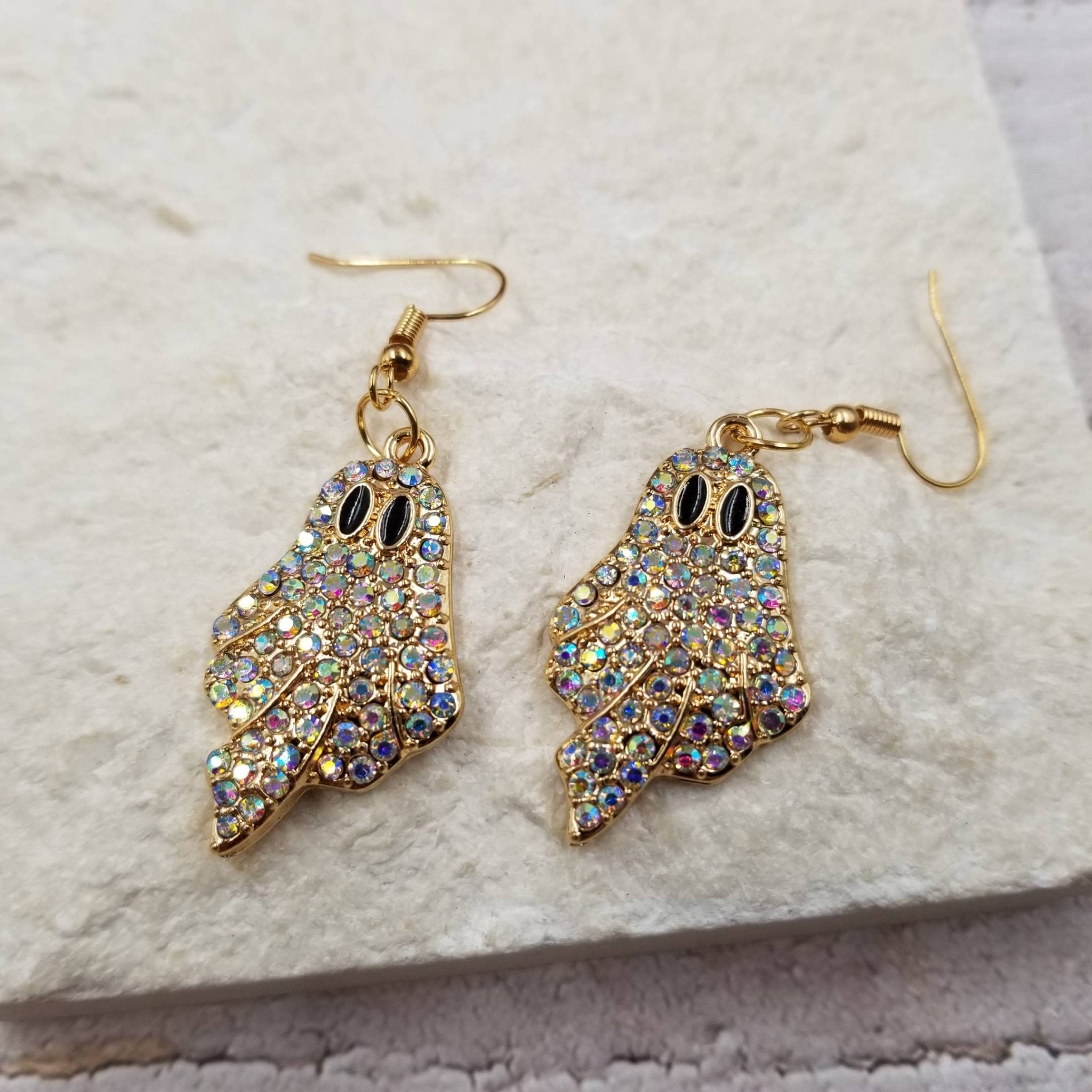 Halloween Diamond Ghost Earrings - Spiral Circle