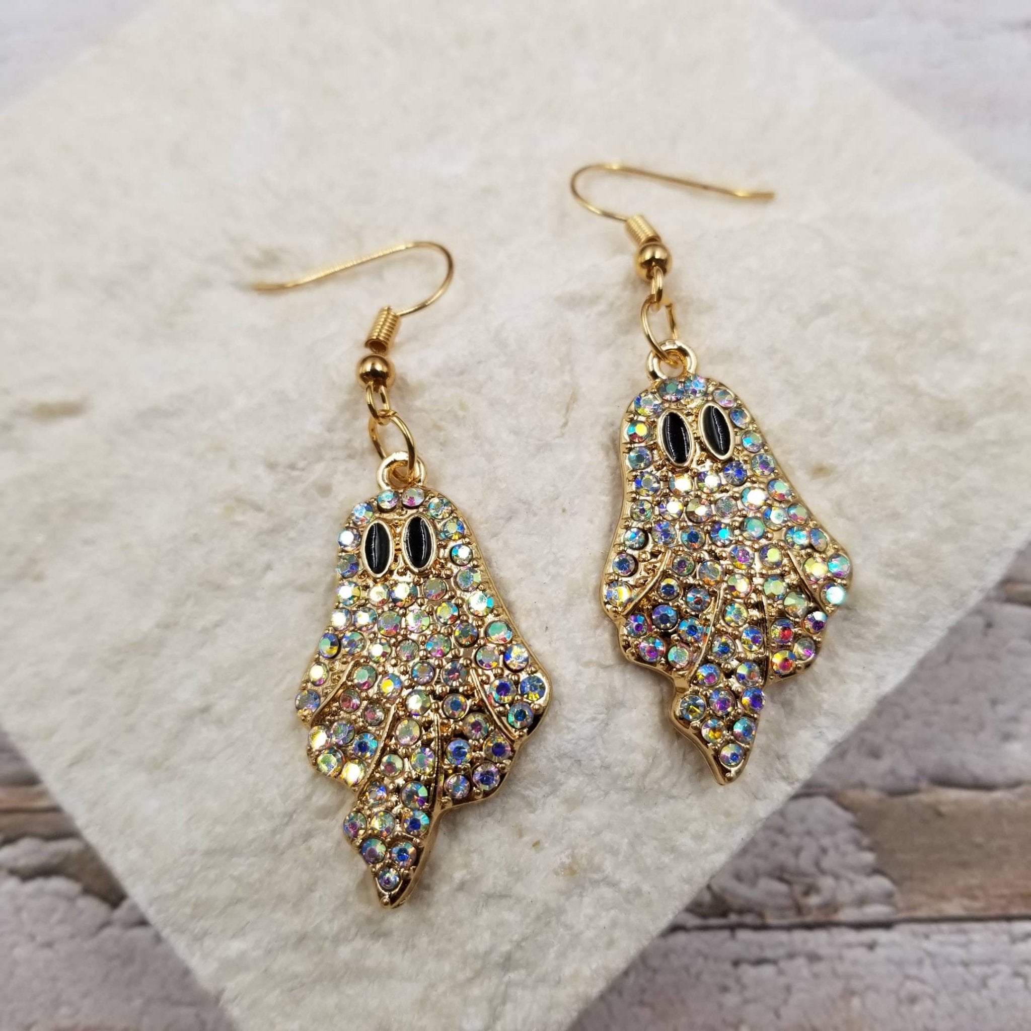 Halloween Diamond Ghost Earrings - Spiral Circle