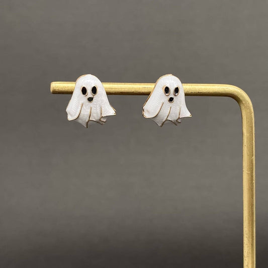 Halloween Enamel Ghost Ear Studs - Spiral Circle