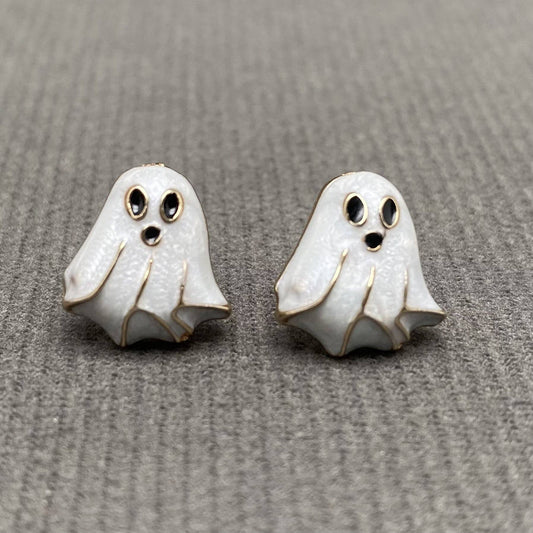 Halloween Enamel Ghost Ear Studs - Spiral Circle