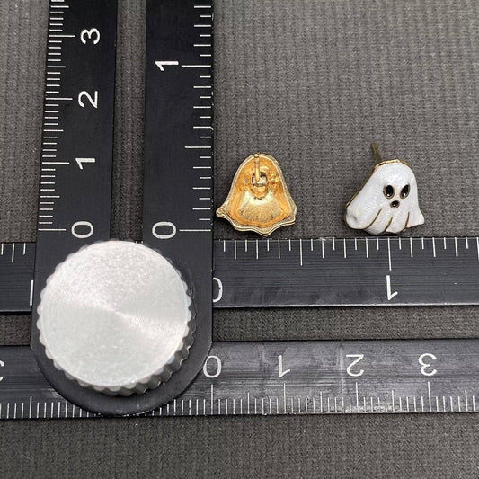 Halloween Enamel Ghost Ear Studs - Spiral Circle