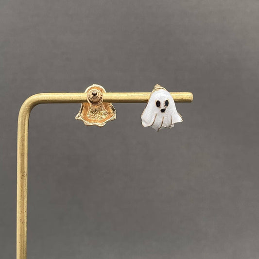 Halloween Enamel Ghost Ear Studs - Spiral Circle