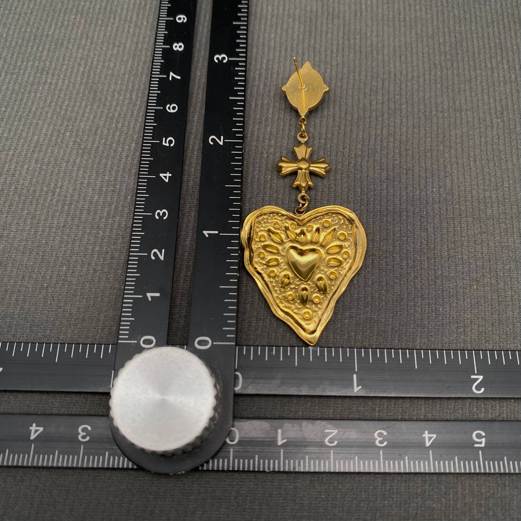 Hammered Heart-Shaped Earrings | 8K Golden - Spiral Circle