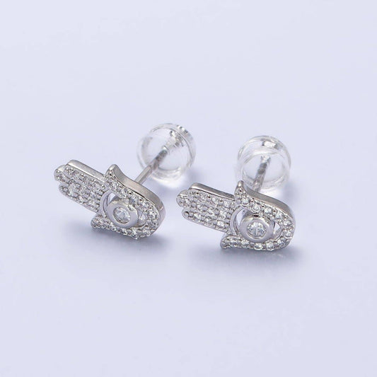 Hamsa Hand Earrings - Spiral Circle
