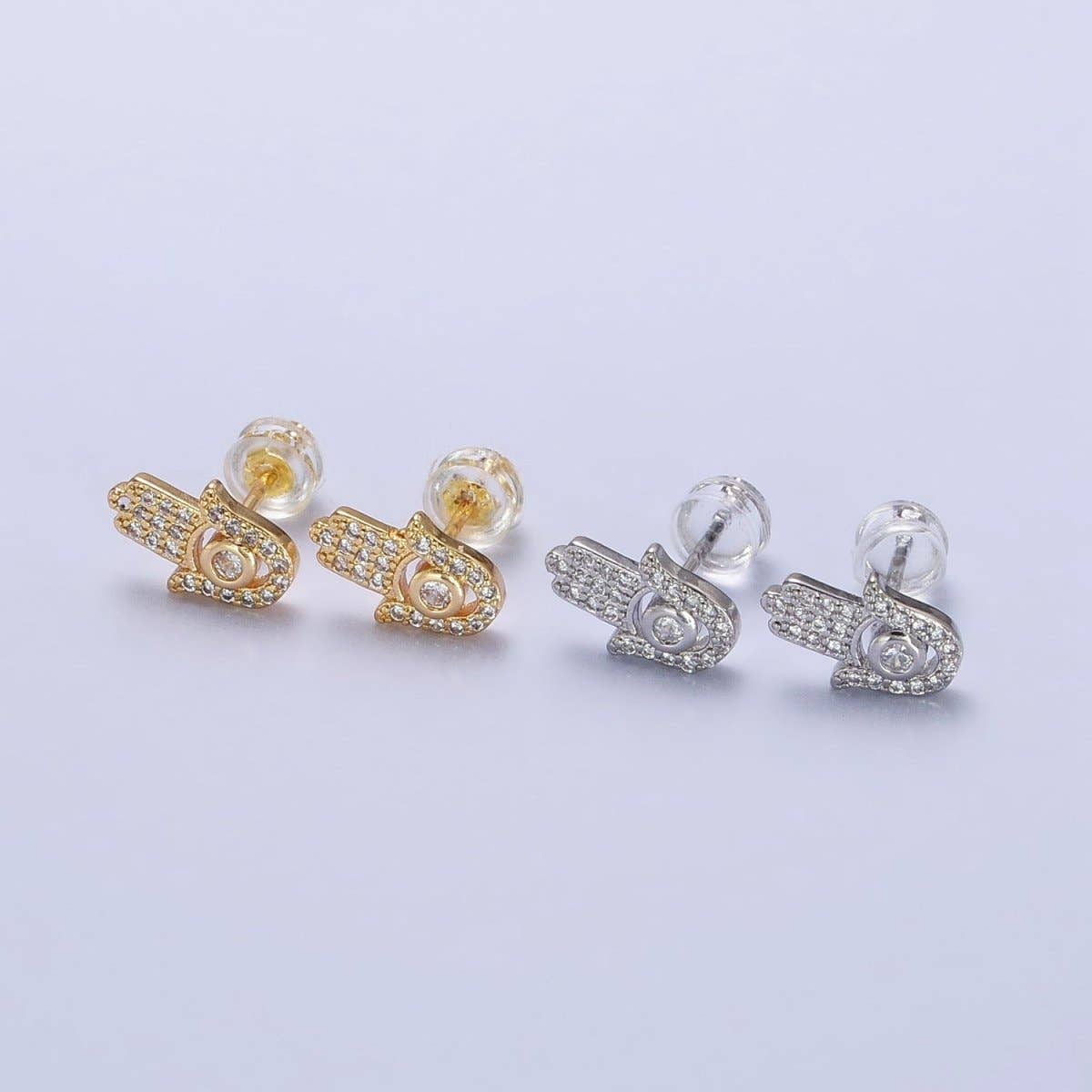 Hamsa Hand Earrings - Spiral Circle