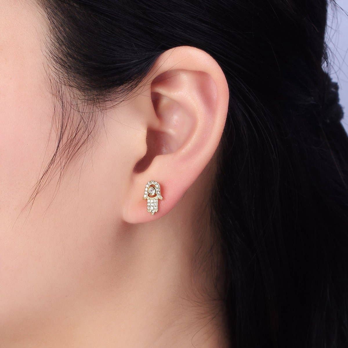 Hamsa Hand Earrings - Spiral Circle