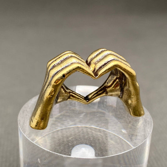 Hand Heart Gesture Brass Crafts Desktop Ornaments - Spiral Circle