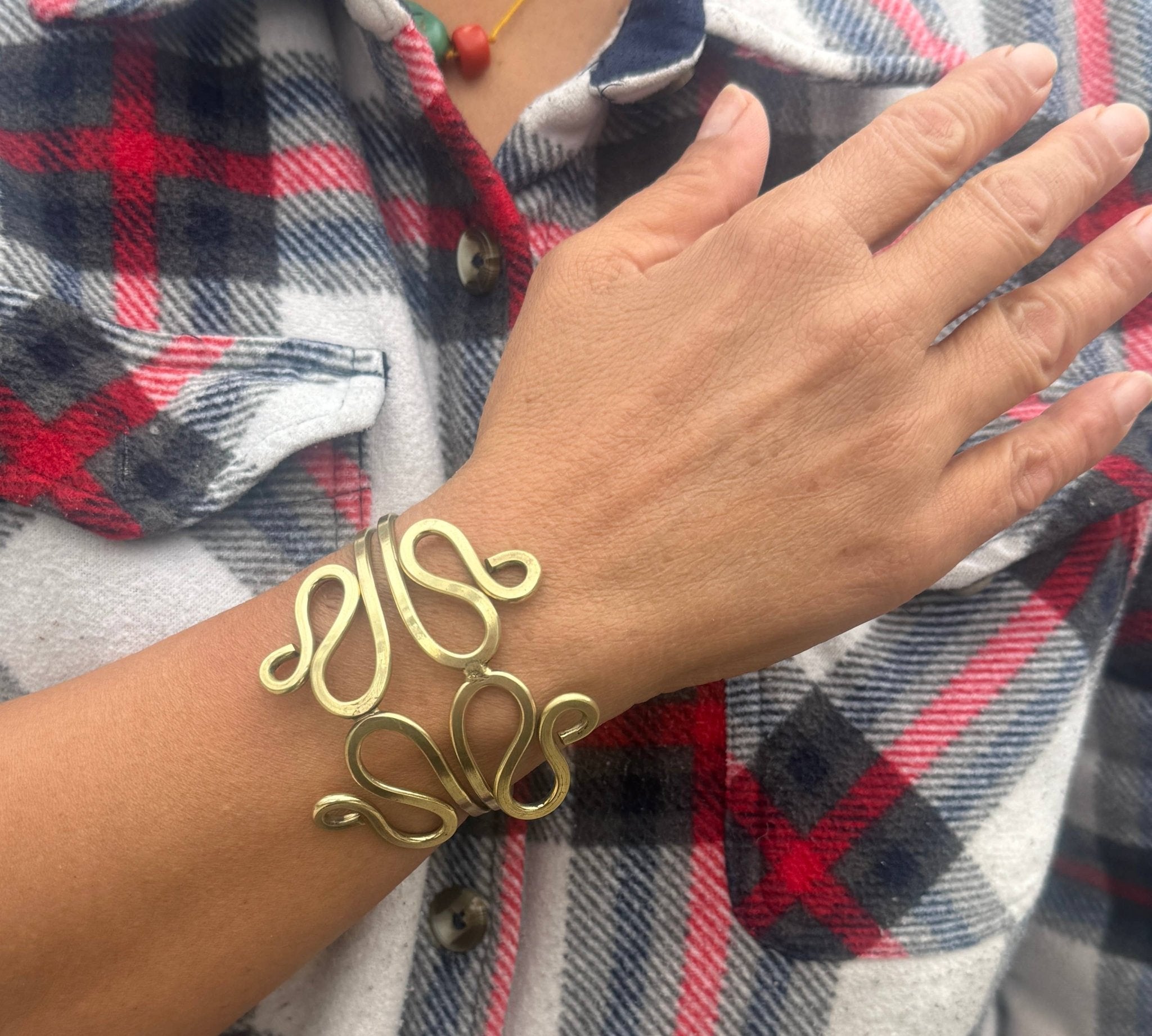 Handcrafted Cuff Bracelet | Brass - Spiral Circle
