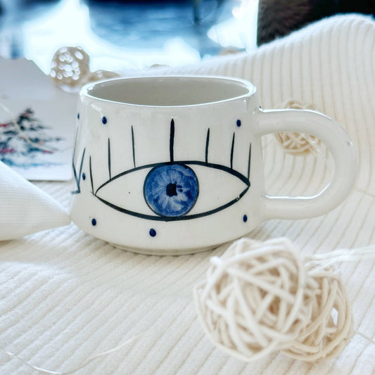 Handmade Evil Eye Coffee Mug - Spiral Circle