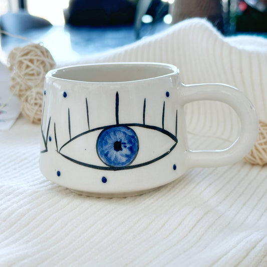 Handmade Evil Eye Coffee Mug - Spiral Circle