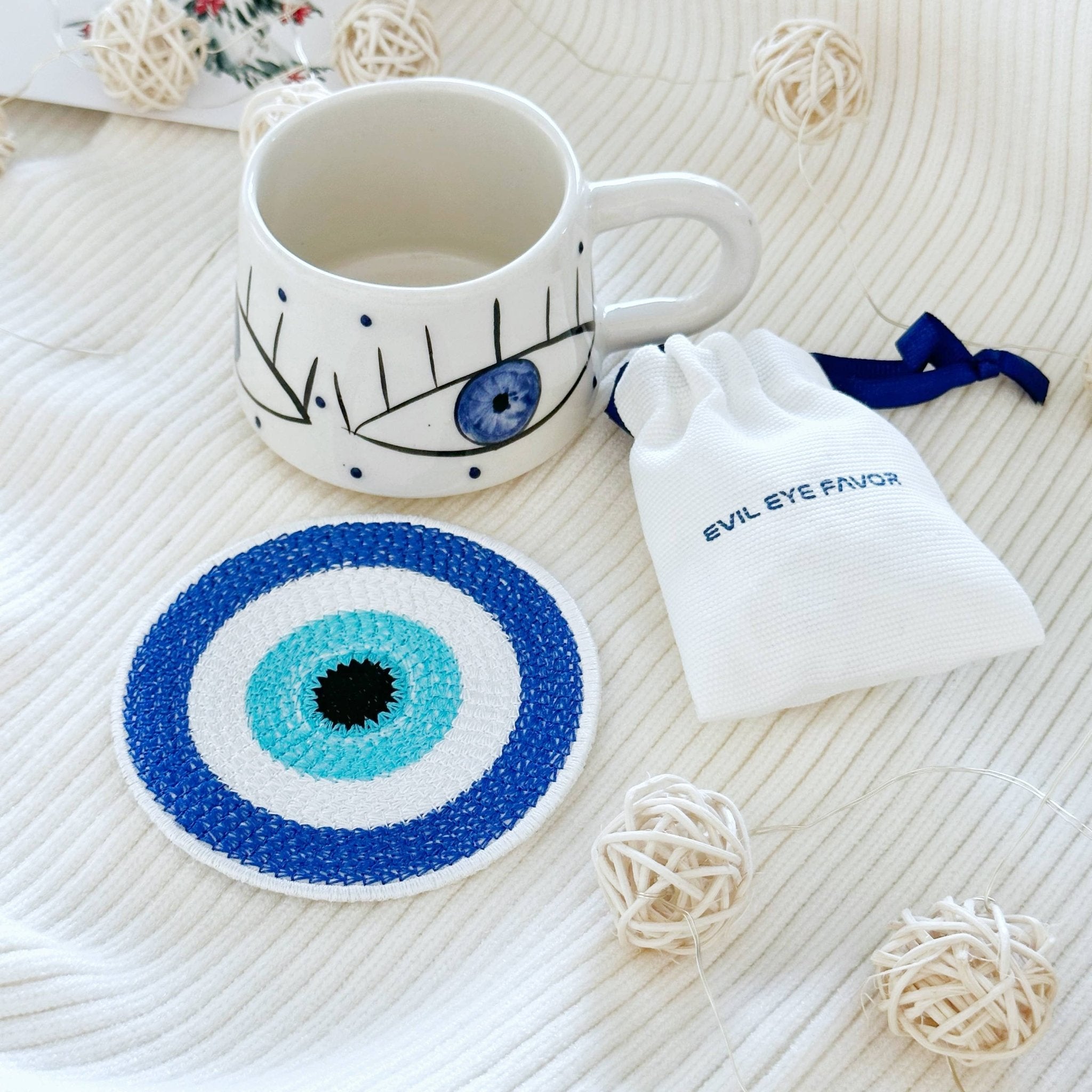 Handmade Evil Eye Coffee Mug - Spiral Circle