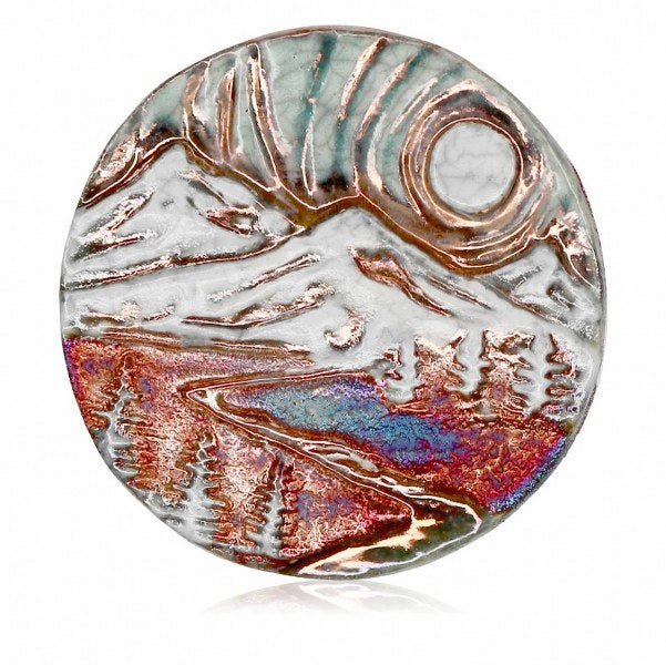 Handmade Raku Medallion - Spiral Circle