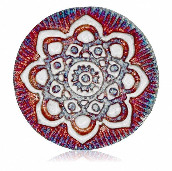 Handmade Raku Medallion - Spiral Circle