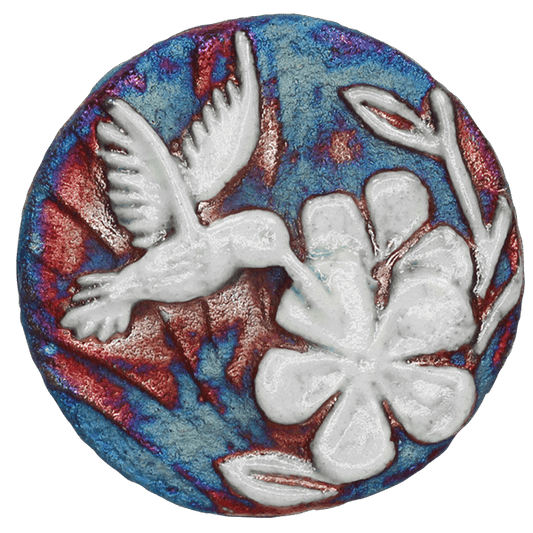 Handmade Raku Medallion - Spiral Circle