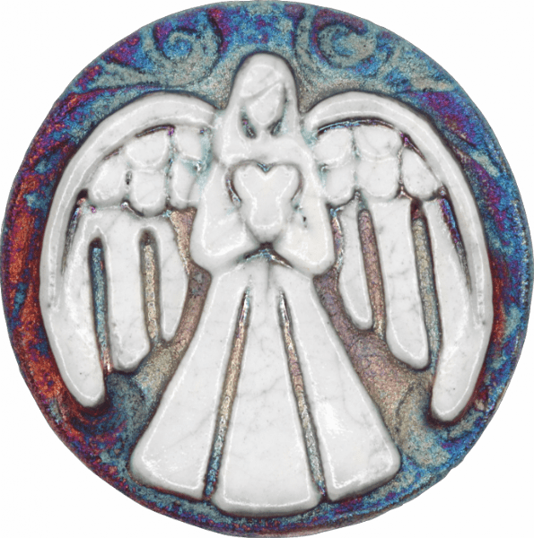 Handmade Raku Medallion - Spiral Circle