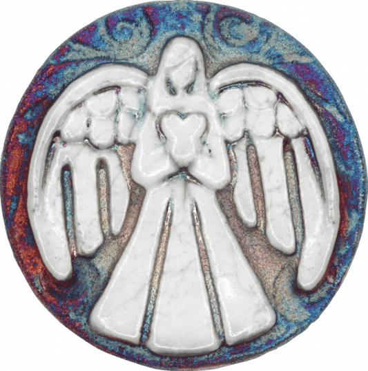 Handmade Raku Medallion - Spiral Circle