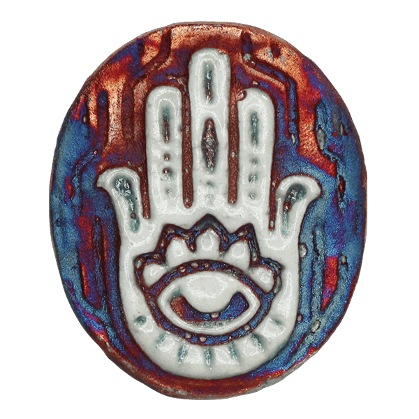 Handmade Raku Medallion - Spiral Circle