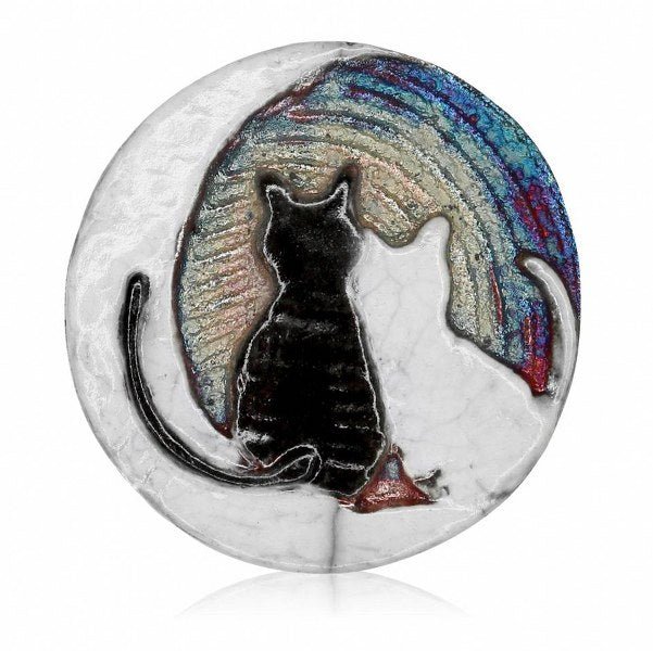 Handmade Raku Medallion - Spiral Circle