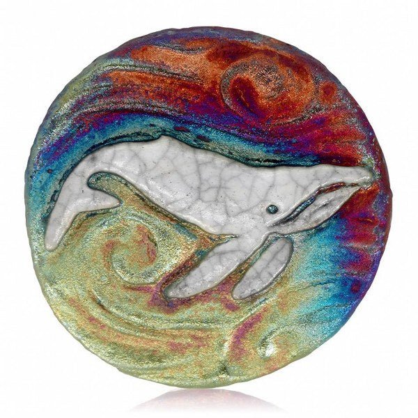 Handmade Raku Medallion - Spiral Circle