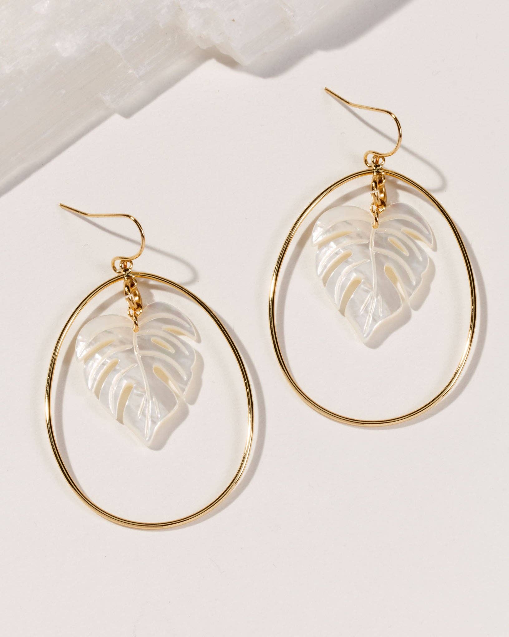Hanging Garden Pothos Fish Hook Hoop Earrings - Spiral Circle