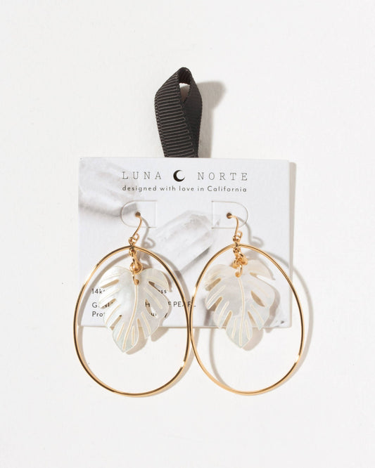 Hanging Garden Pothos Fish Hook Hoop Earrings - Spiral Circle