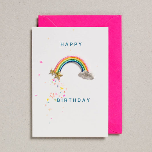 Happy Birthday Rainbow Greeting Card (with Iron On Patch) - Spiral Circle