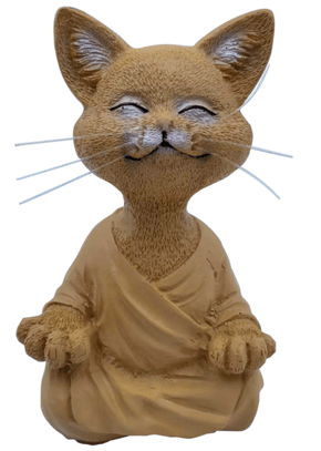 Happy Cat Buddha - Black - Spiral Circle