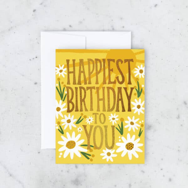 Happy Daisy Birthday Greeting Card - Spiral Circle