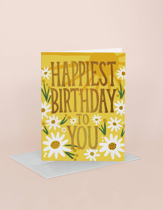 Happy Daisy Birthday Greeting Card - Spiral Circle
