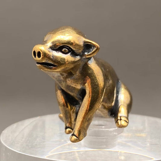 Happy Pig | Brass Figurine - Spiral Circle