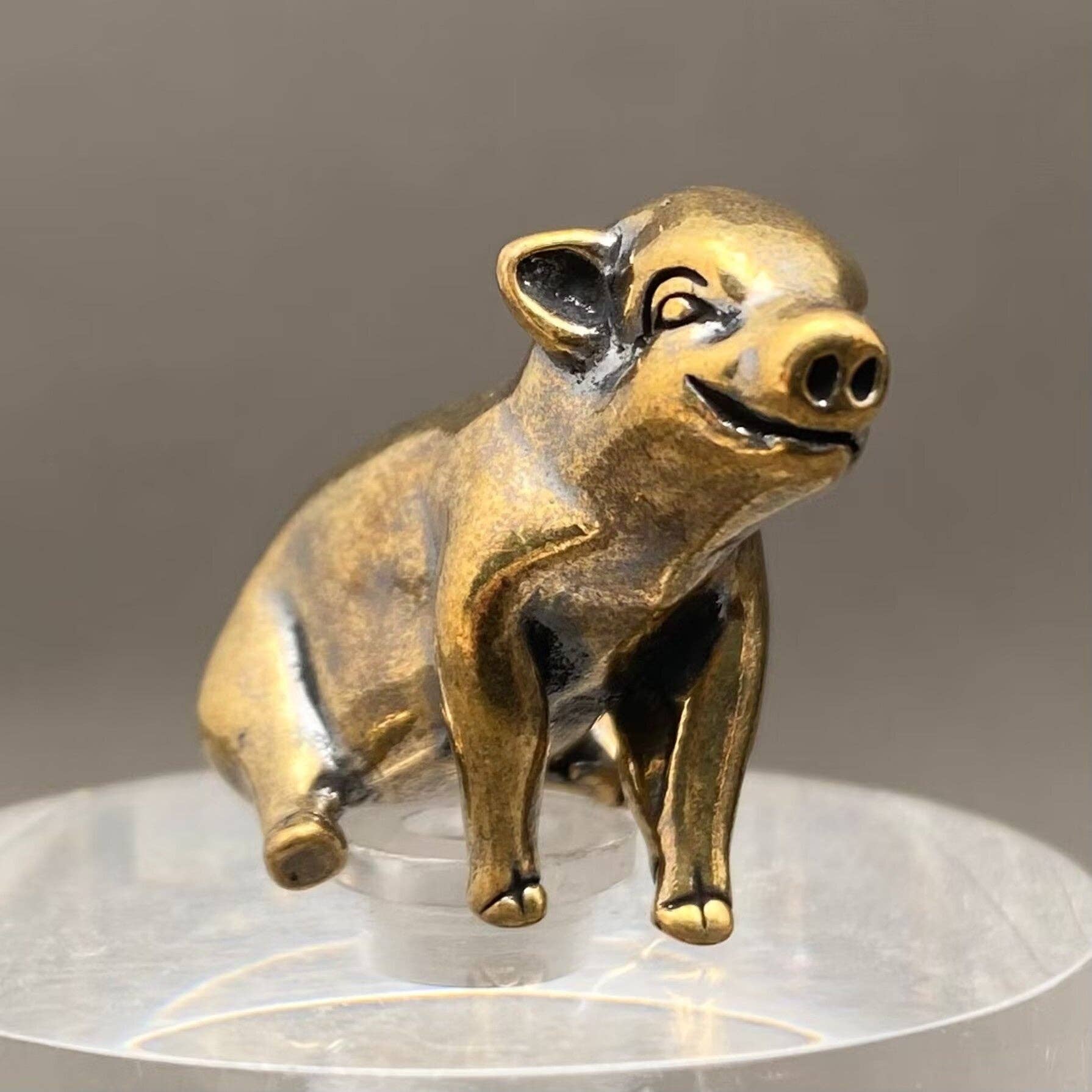 Happy Pig | Brass Figurine - Spiral Circle