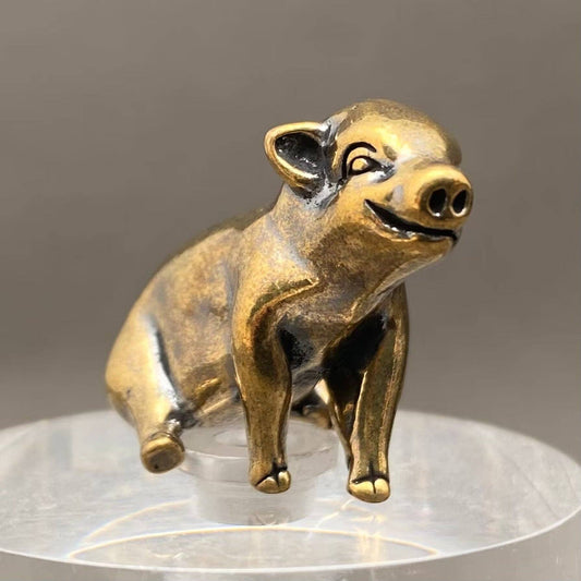 Happy Pig | Brass Figurine - Spiral Circle