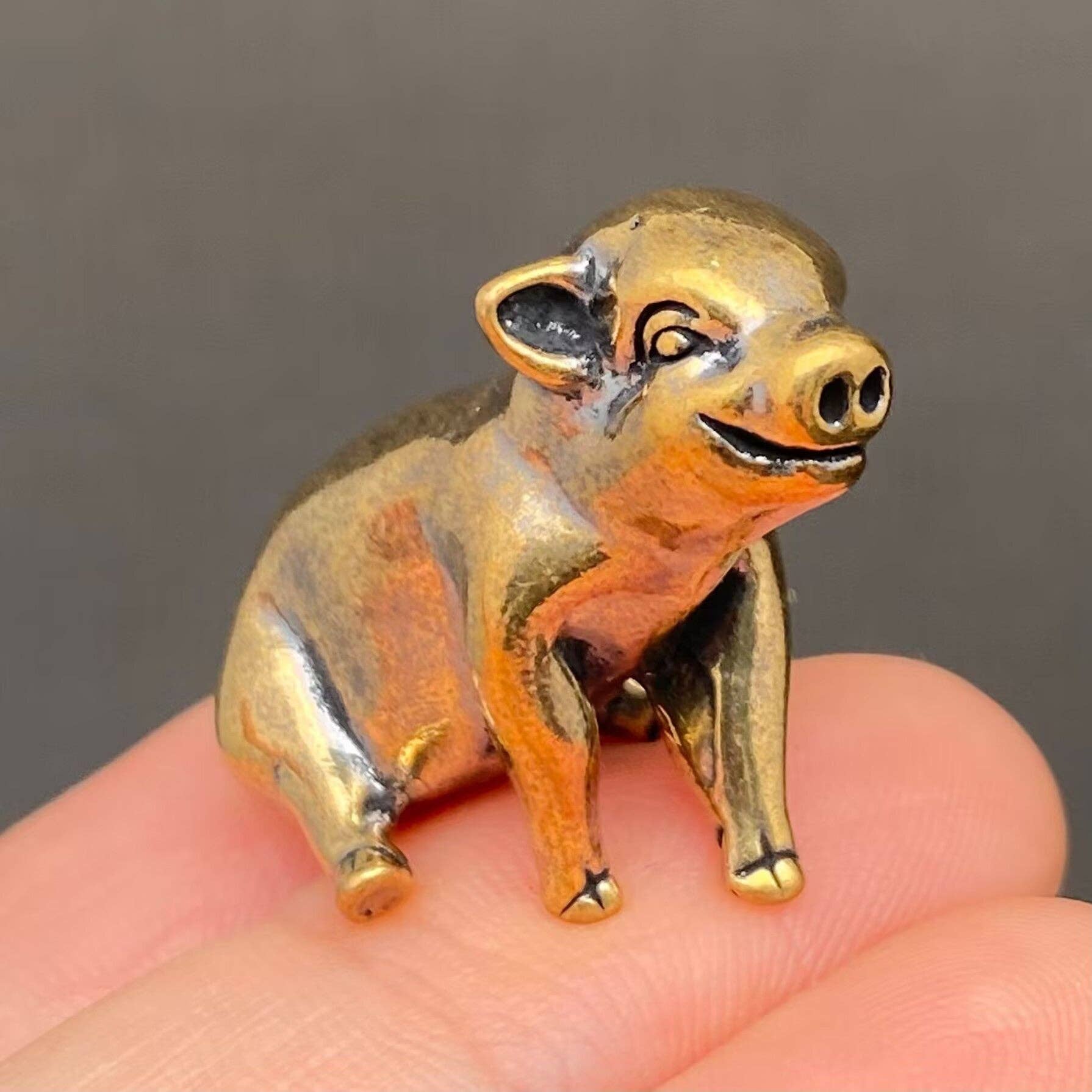 Happy Pig | Brass Figurine - Spiral Circle