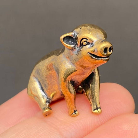 Happy Pig | Brass Figurine - Spiral Circle