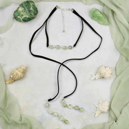 Harmony Glow Prehnite Lariat Choker - Spiral Circle