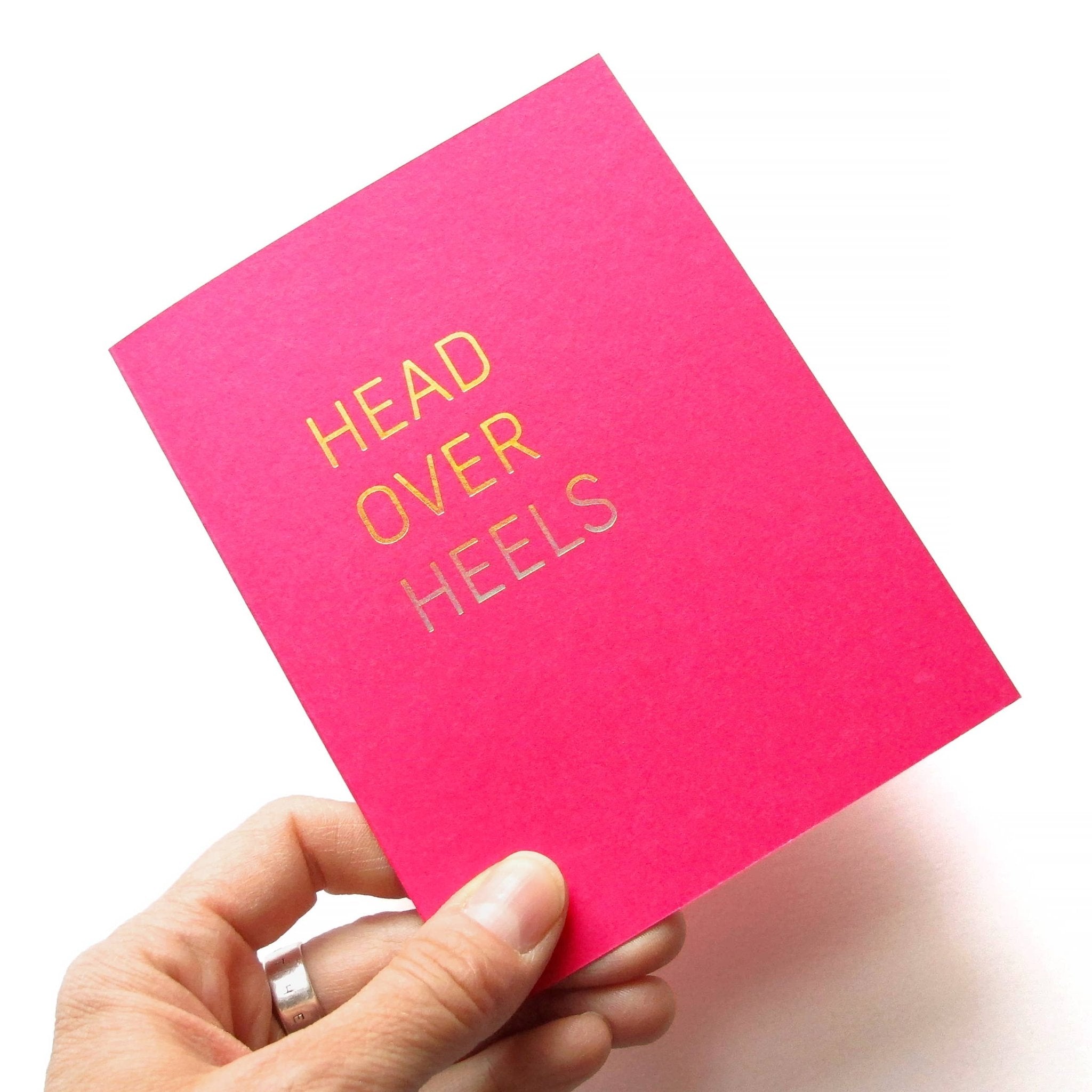 HEAD OVER HEELS Hot Foil Love Greeting Card - Spiral Circle