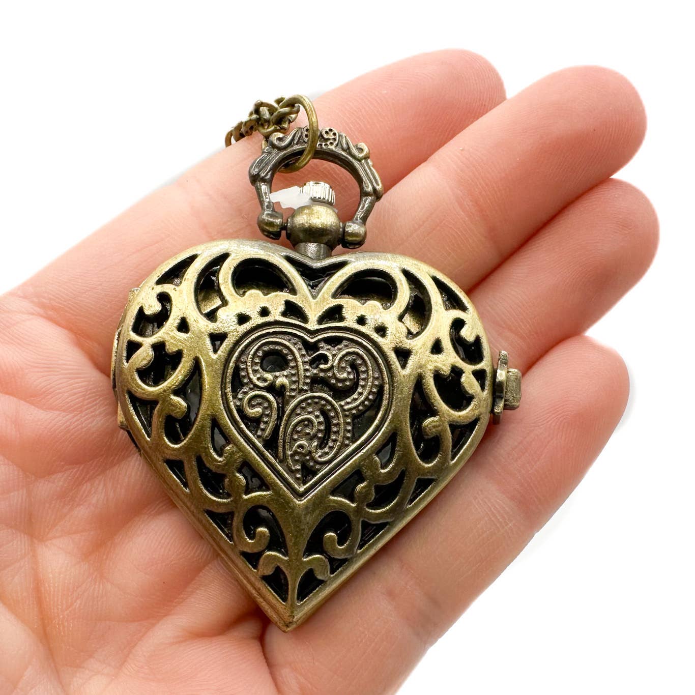 Heart Pocket Watch - Spiral Circle
