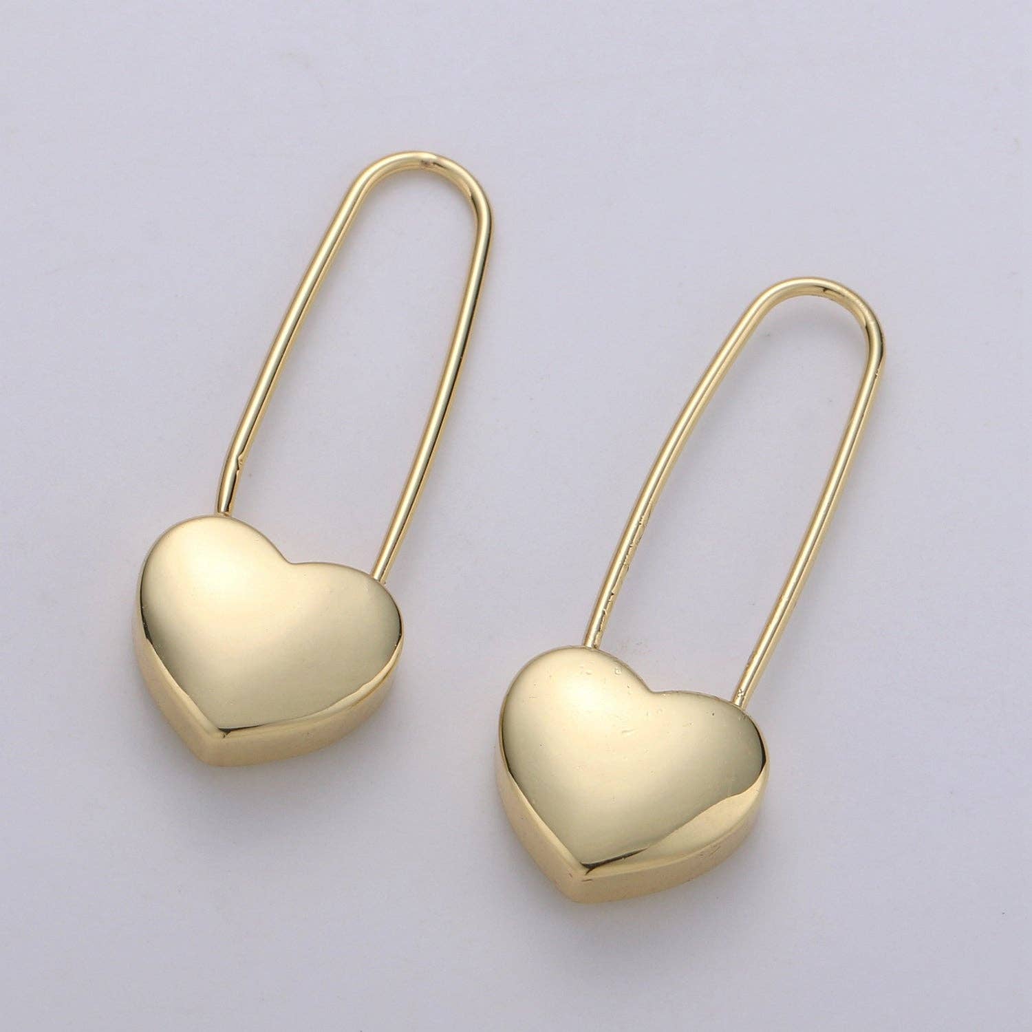 Heart Safety Pin Earrings - Spiral Circle