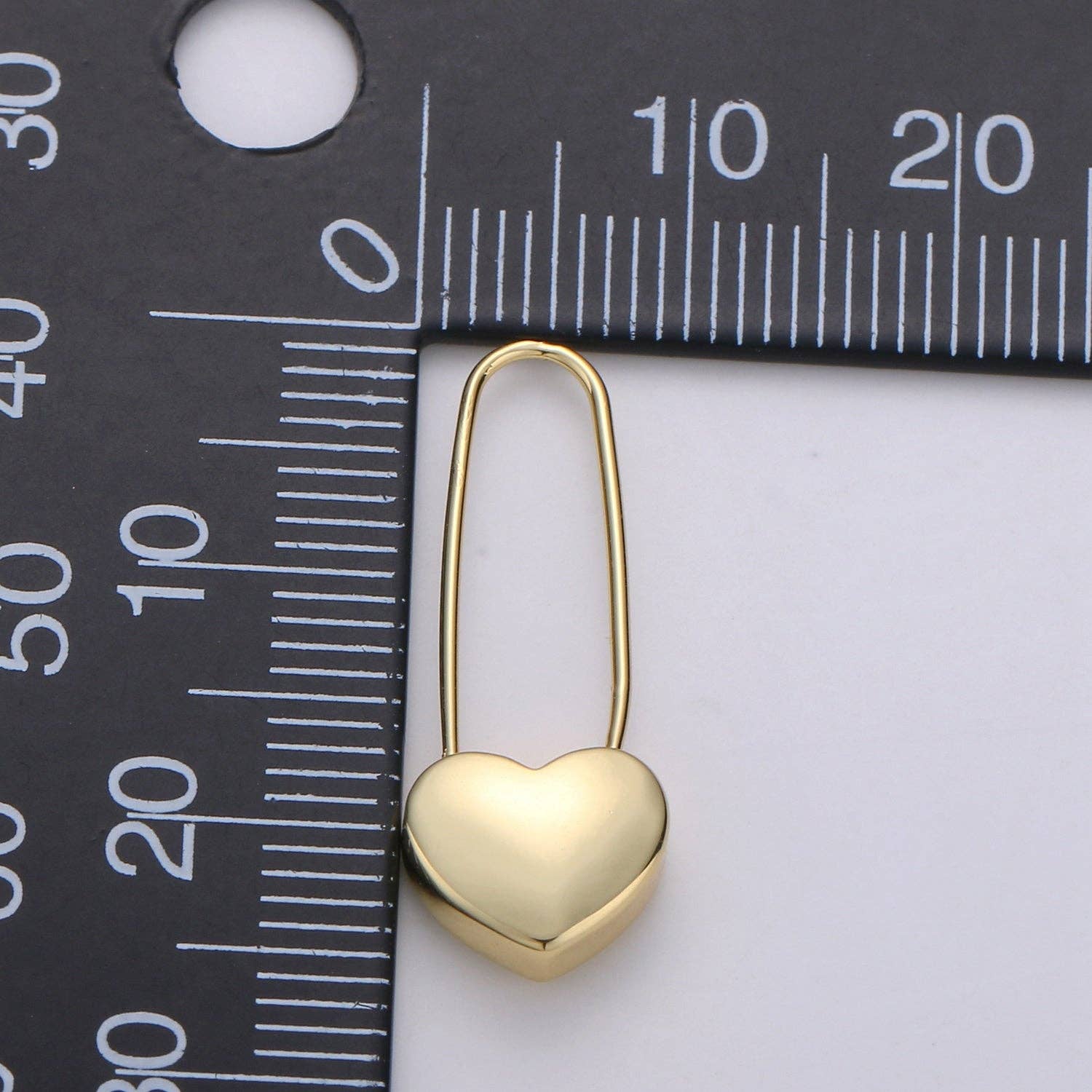 Heart Safety Pin Earrings - Spiral Circle