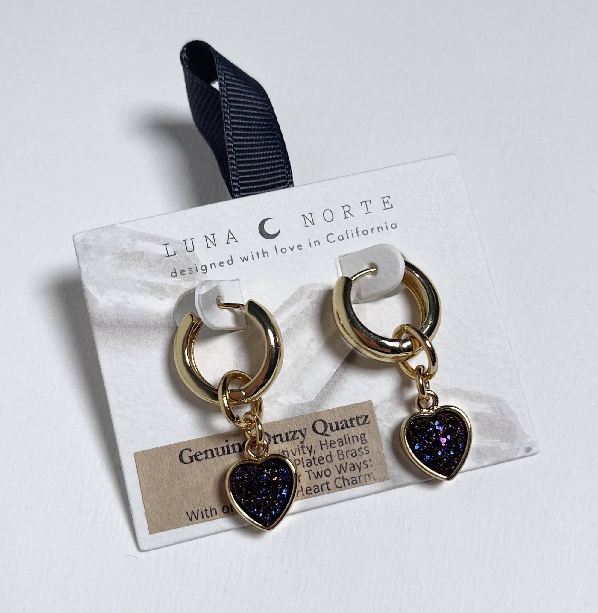 Heart's Accelerated Huggie Hoop Earring Gold | Plum Druzy - Spiral Circle
