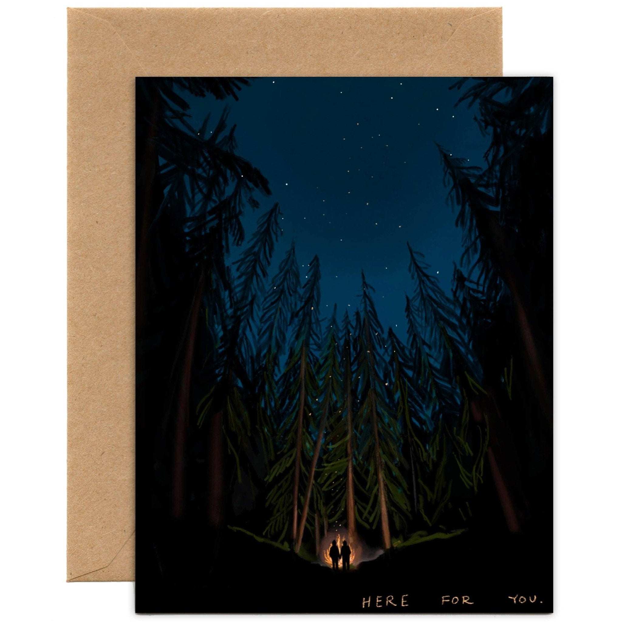 Here for you (Bonfire in the Forest Card) | Encouragement, Sympathy Card - Spiral Circle