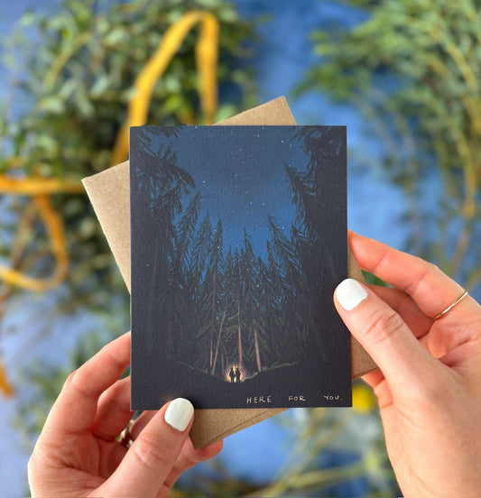 Here for you (Bonfire in the Forest Card) | Encouragement, Sympathy Card - Spiral Circle