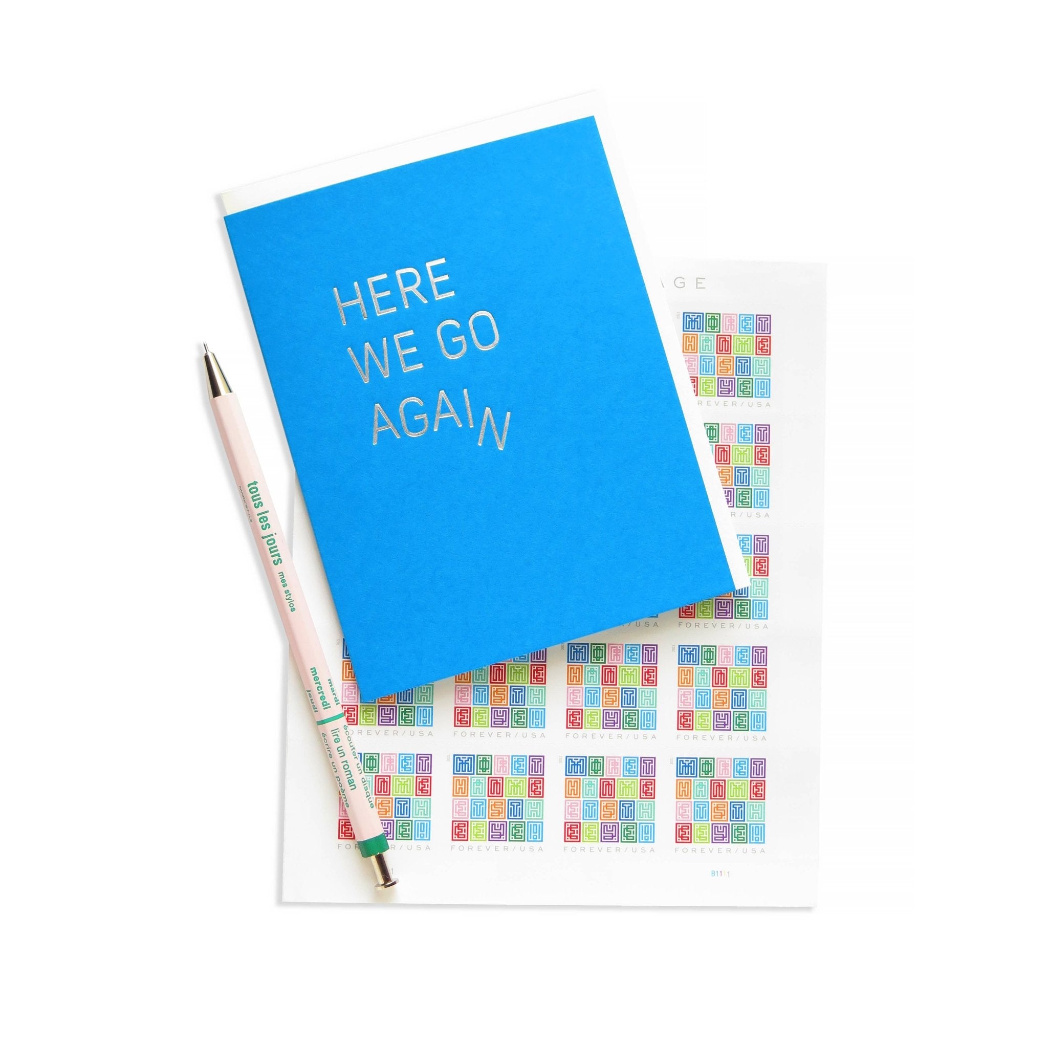 HERE WE GO AGAIN Everyday Hot Foil Greeting Card - Spiral Circle