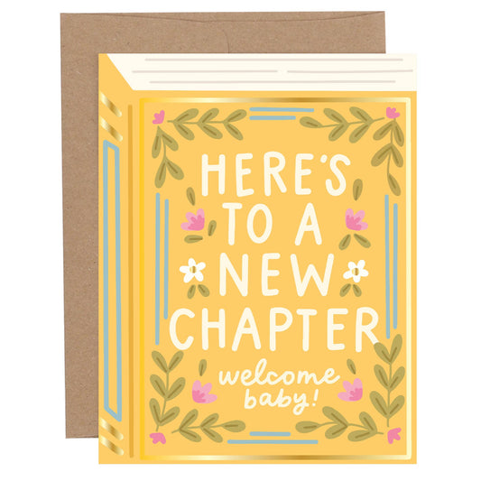 Here's To A New Chapter Baby Greeting Card - Spiral Circle