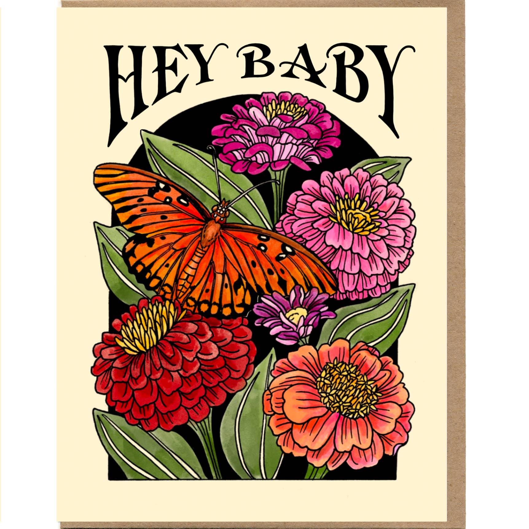 Hey Baby Card - Spiral Circle