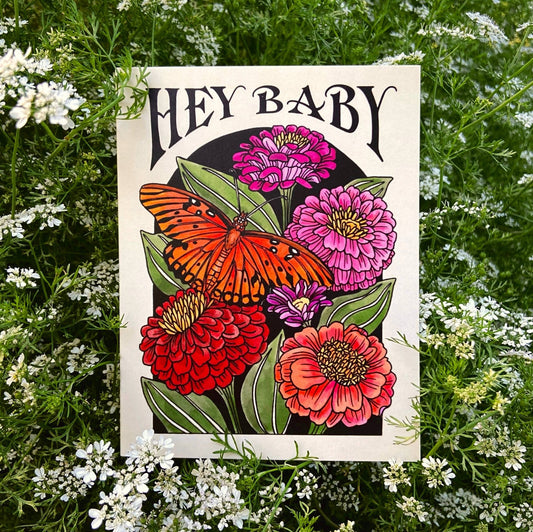 Hey Baby Card - Spiral Circle