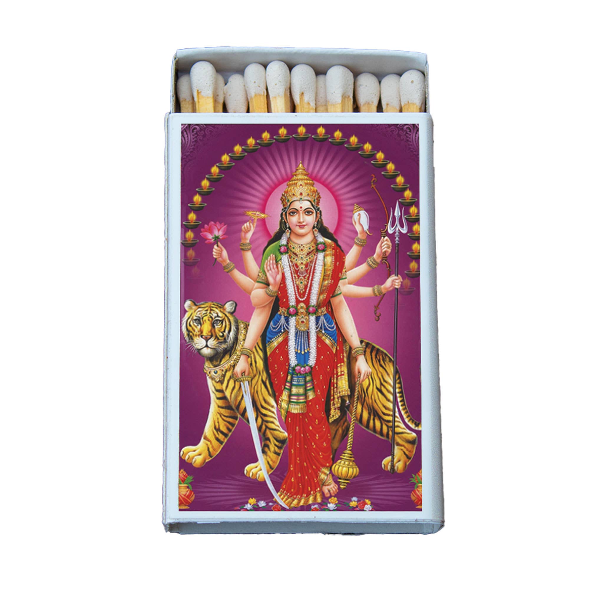 Hindu Deity Durga Matchbox - Spiral Circle