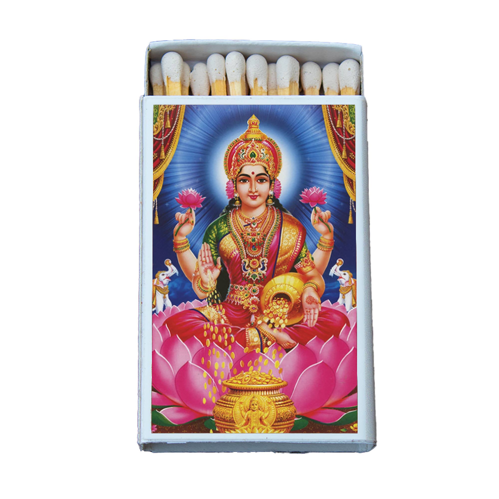Hindu Deity Lakshmi Matchbox - Spiral Circle