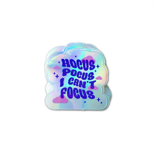 Hocus Pocus I Can't Focus Holo Mini Sticker - Spiral Circle
