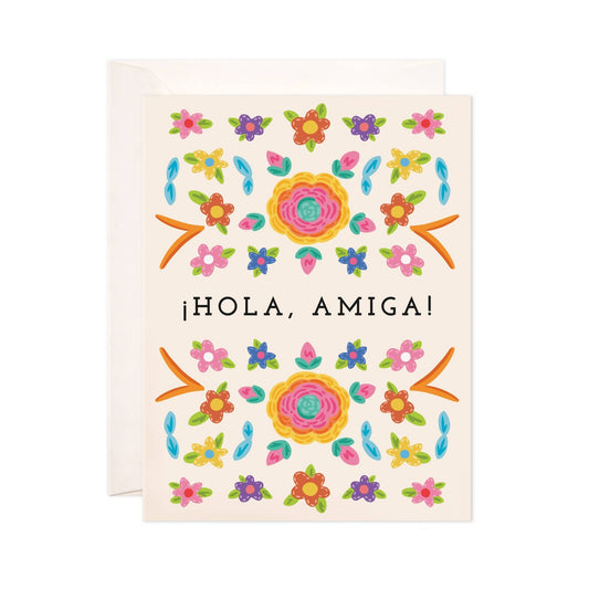 Hola Amiga Greeting Card - Spanish Love Card - Spiral Circle